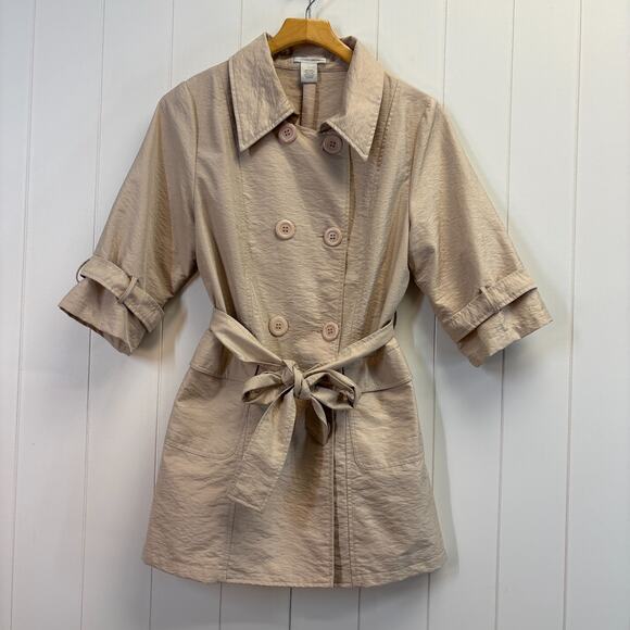 Poppy Garden Womens Minimalist Classic Neutral Peacoat Size L Lightweight Preppy - Picture 1 of 7